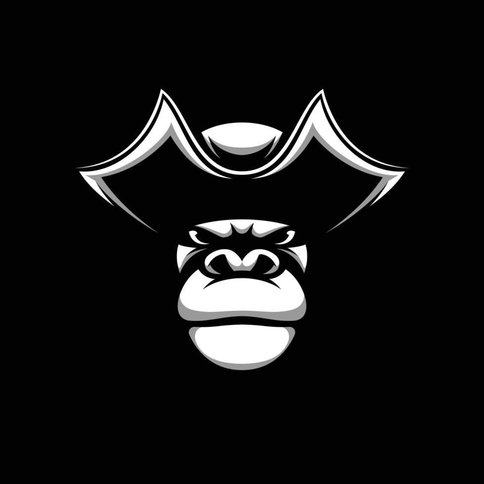 gorilla zwart en wit mascotte ontwerp vector