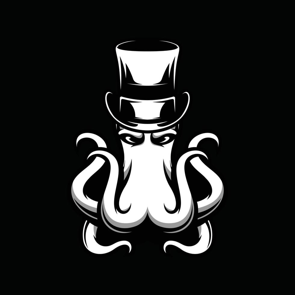 Octopus zwart en wit mascotte ontwerp vector