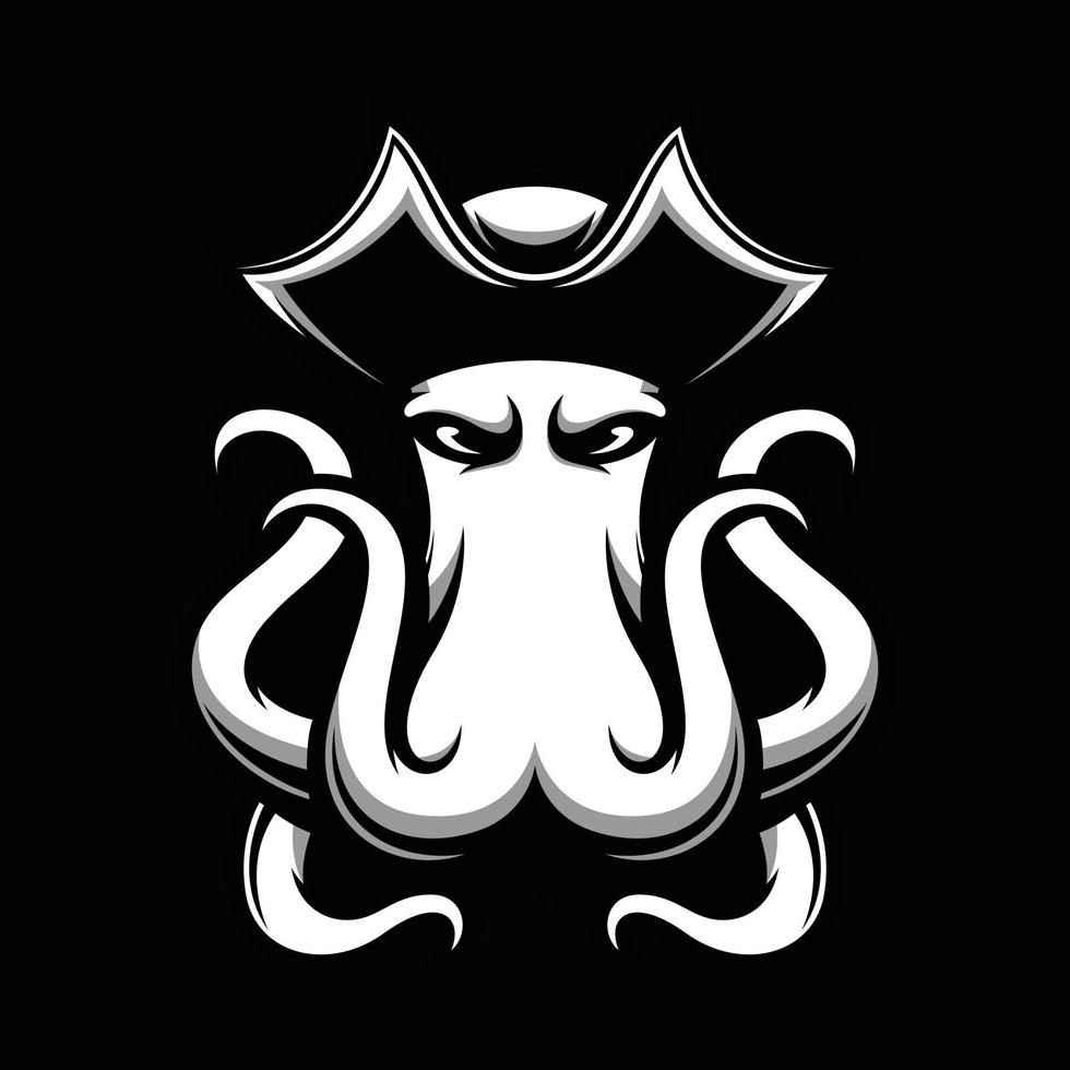 Octopus zwart en wit mascotte ontwerp vector