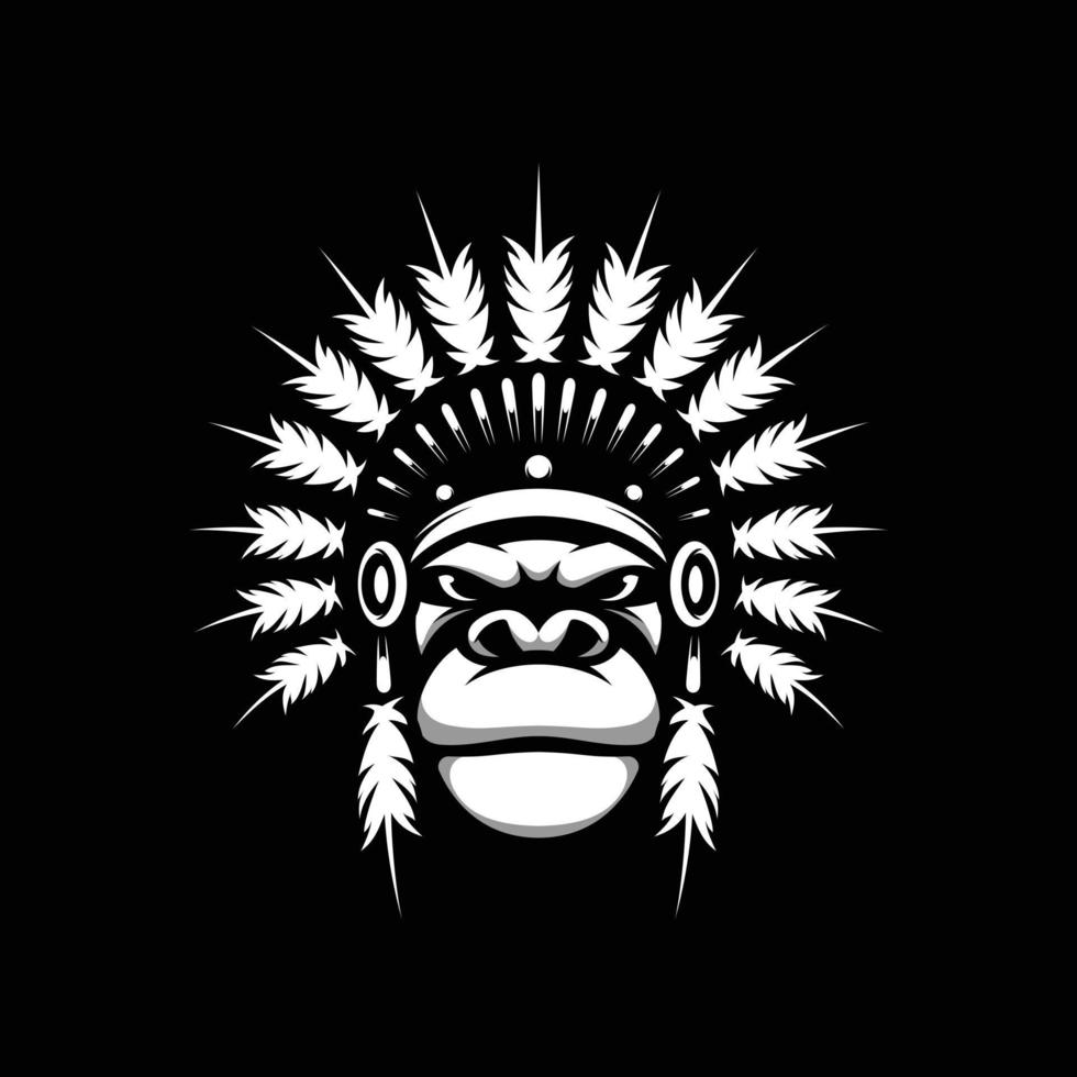 gorilla zwart en wit mascotte ontwerp vector