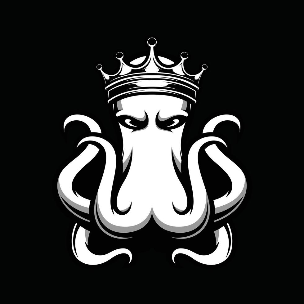 Octopus zwart en wit mascotte ontwerp vector