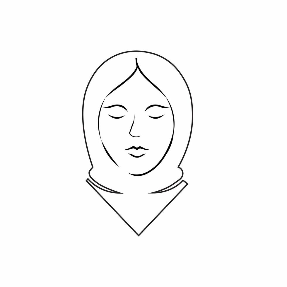 moslim hijab meisje schets portret. moslim meisje gezicht lijn kunst vector