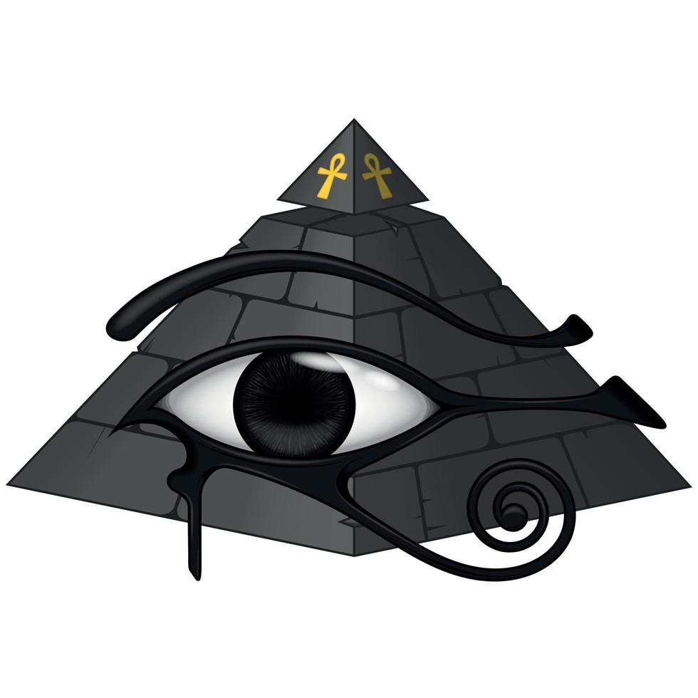 oude Egyptische piramide met 3d oog van horus vector