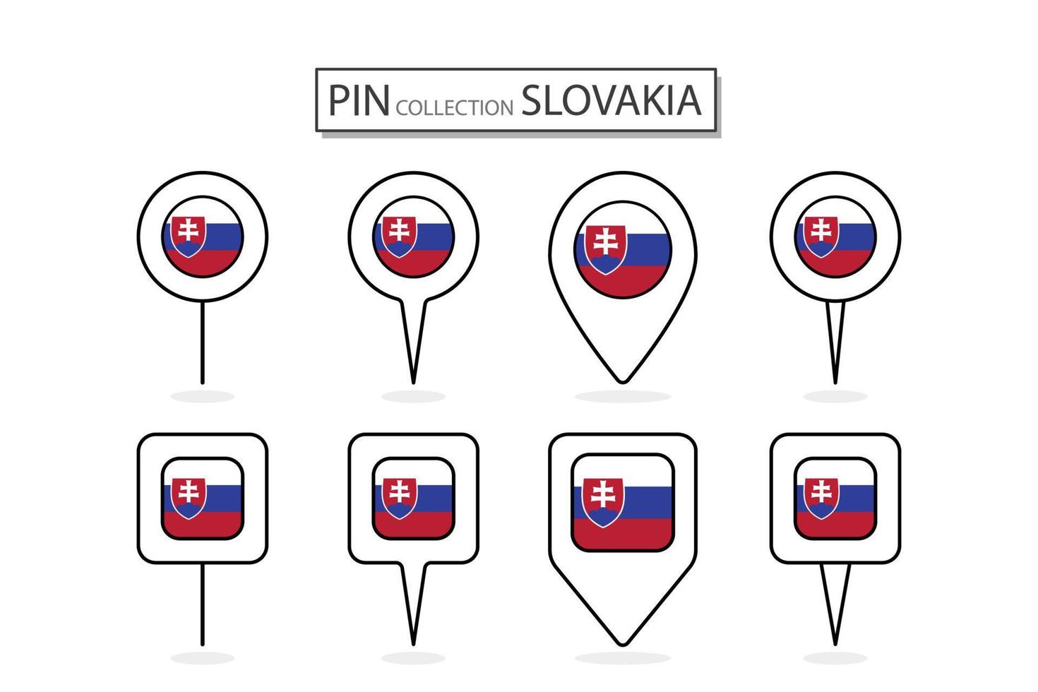 reeks van vlak pin Slowakije vlag icoon in verschillend vormen vlak pin icoon illustratie ontwerp. vector
