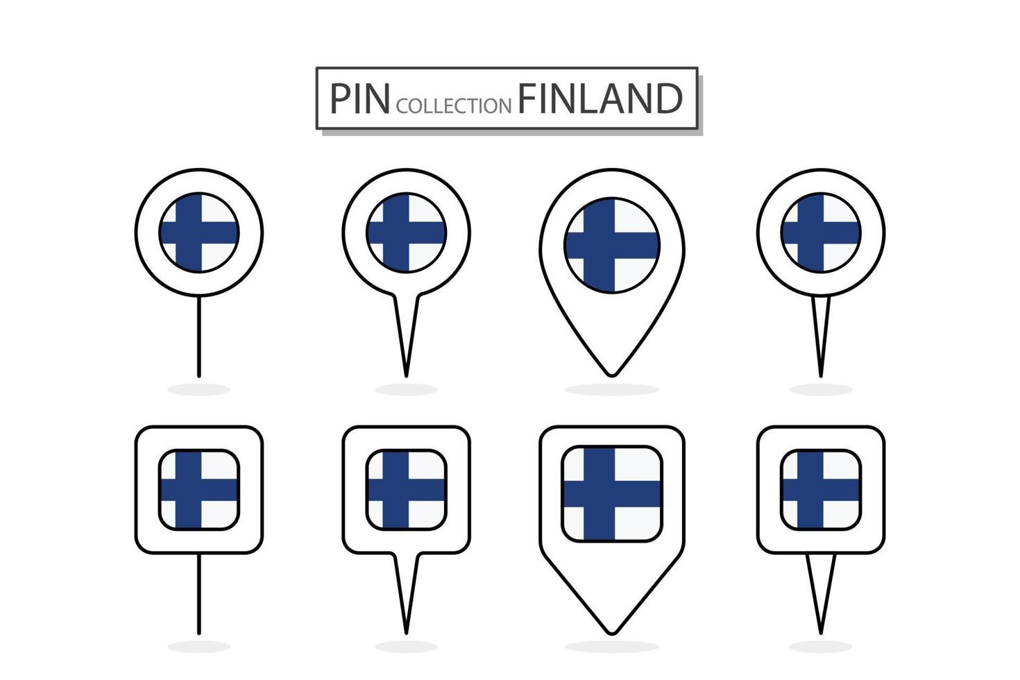 reeks van vlak pin Finland vlag icoon in verschillend vormen vlak pin icoon illustratie ontwerp. vector