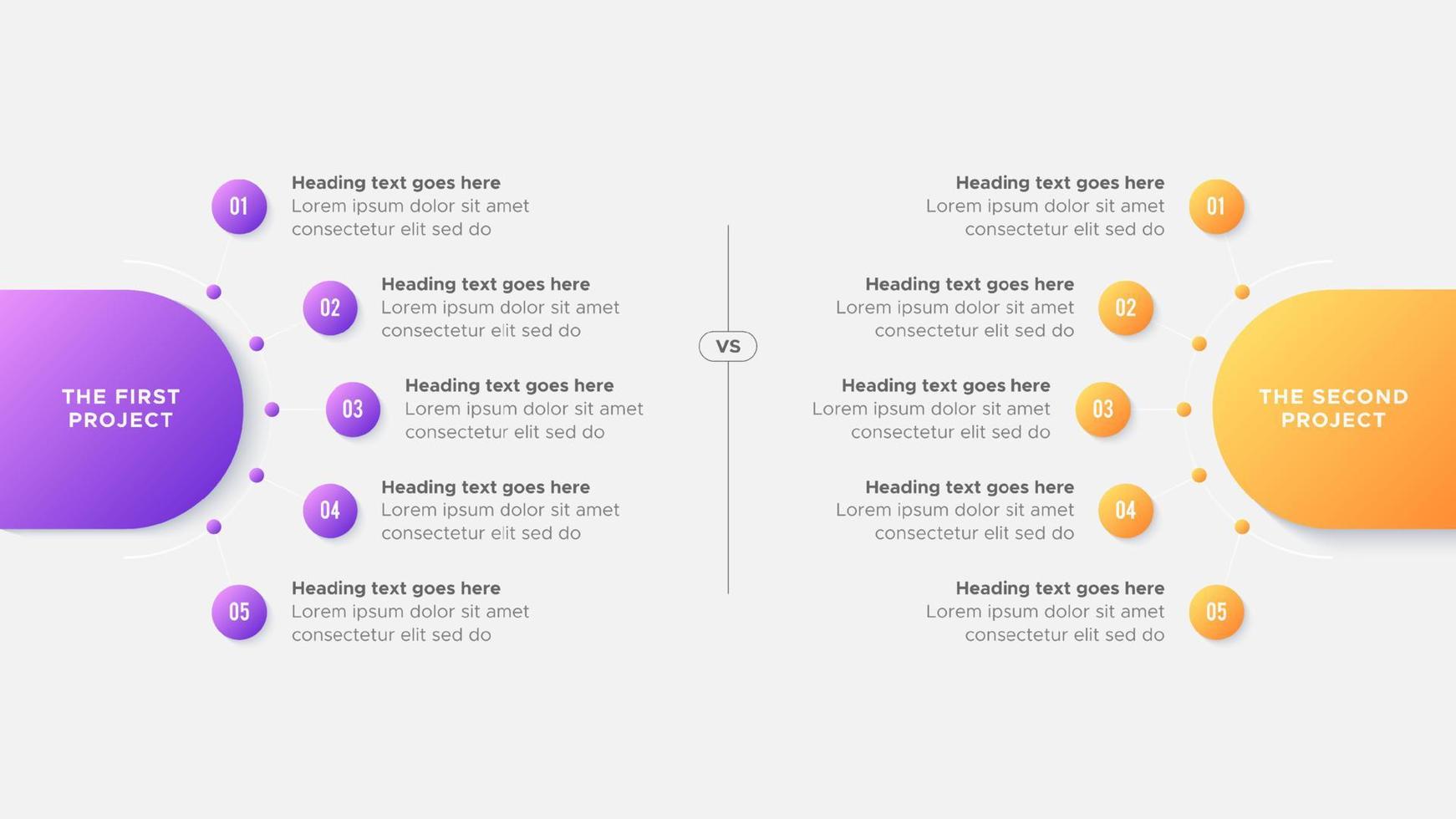 werkwijze workflow Kenmerken opties vergelijking tabel diagram cirkels infographic ontwerp sjabloon vector