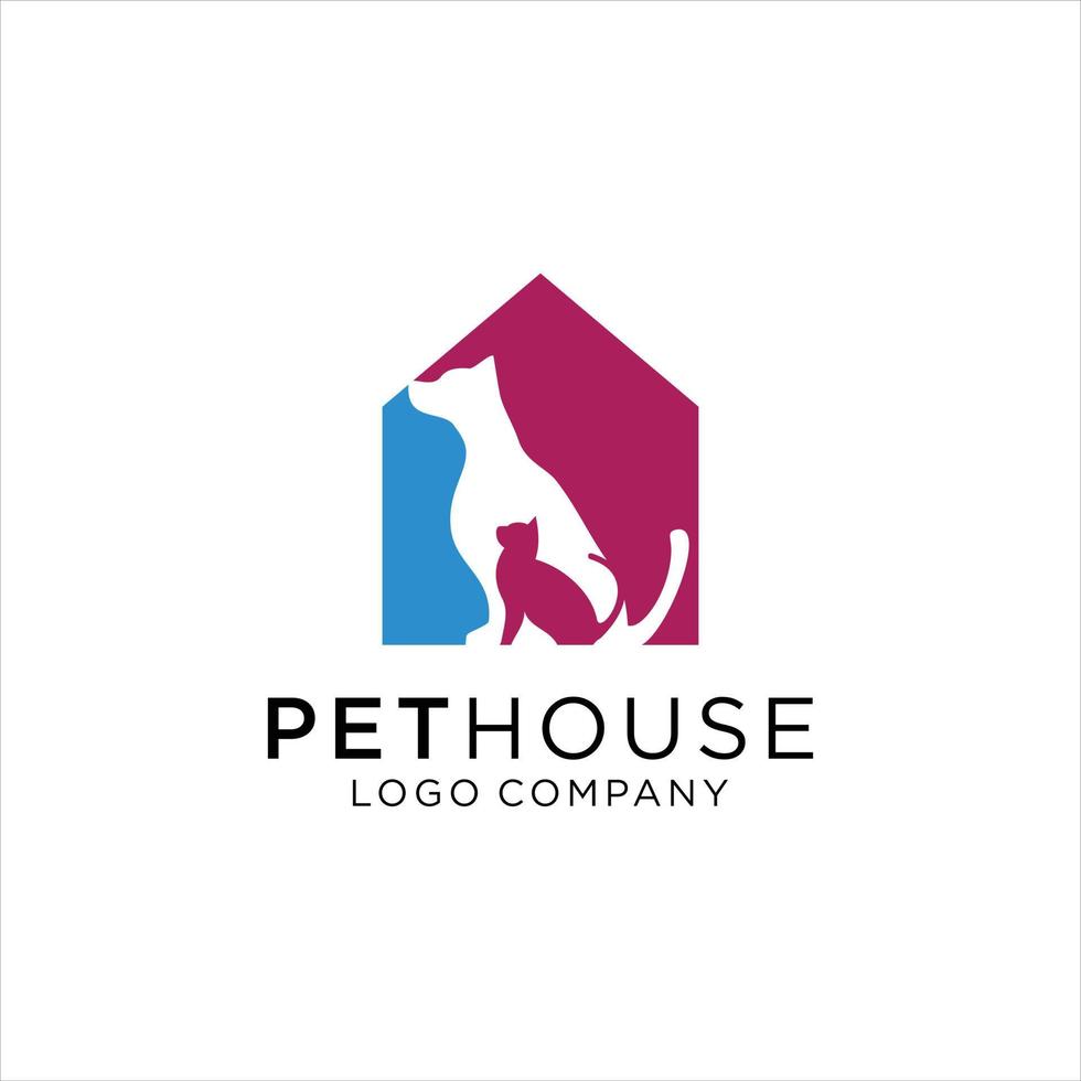 huisdier huis logo concept met hond en kat element vector