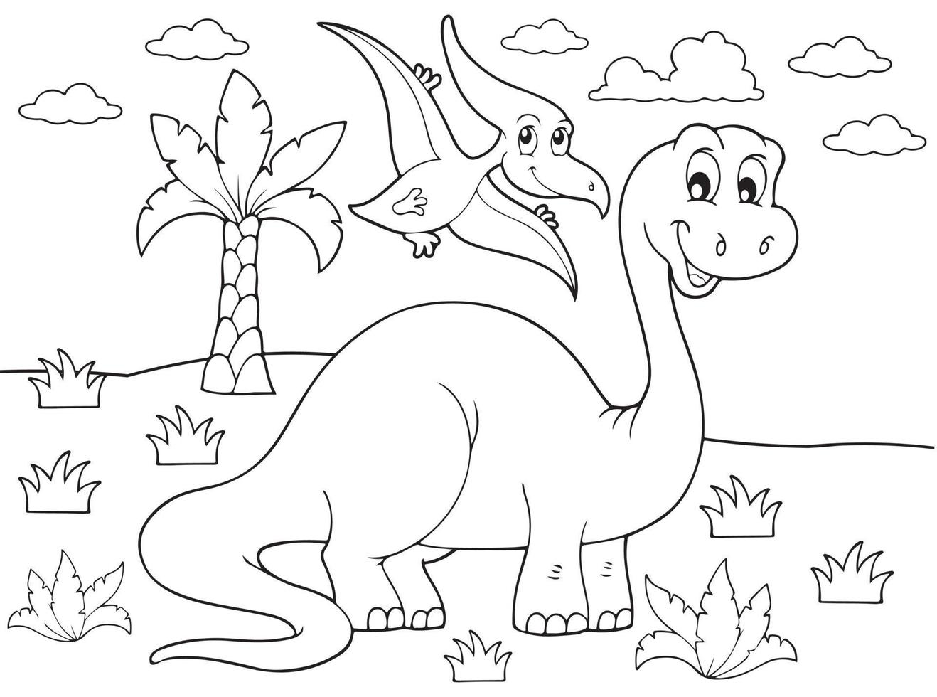 divers dinosaurussen lijn kunst. vector illustratie voor kleur Pagina's, kleur boek, enz