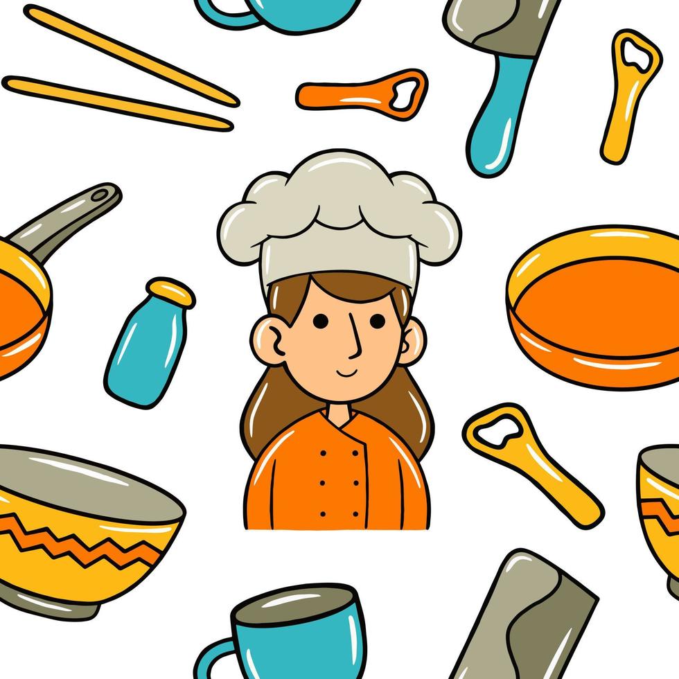 Koken kawaii naadloos patroon in vector illustratie