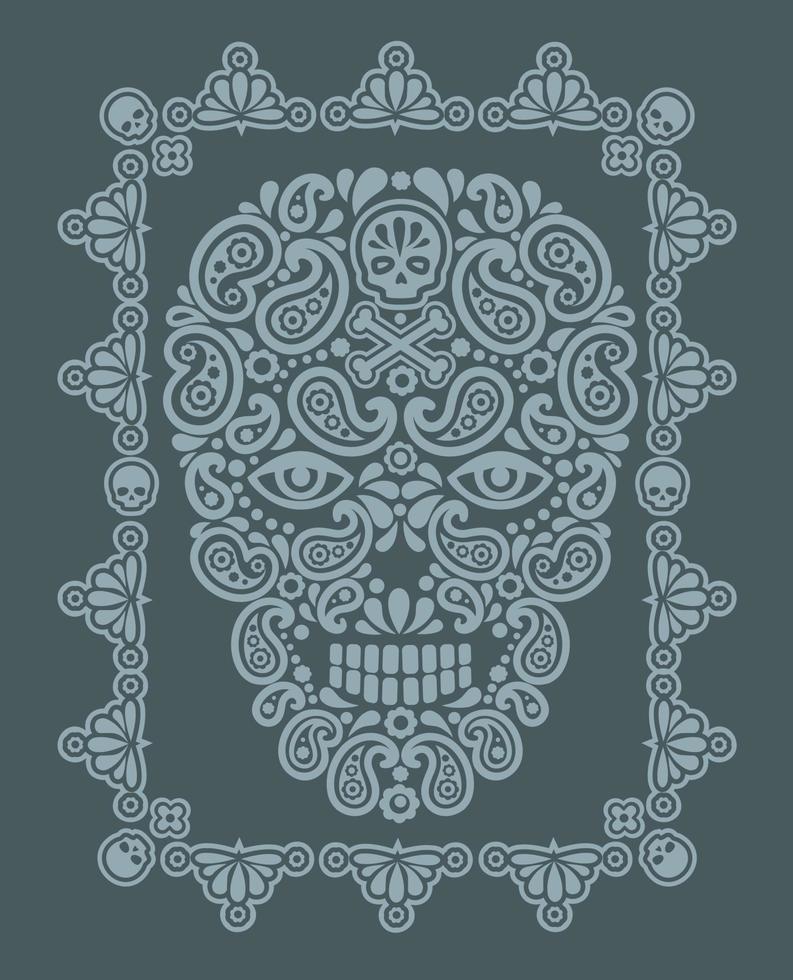 schedel en paisley, vintage design t-shirts vector