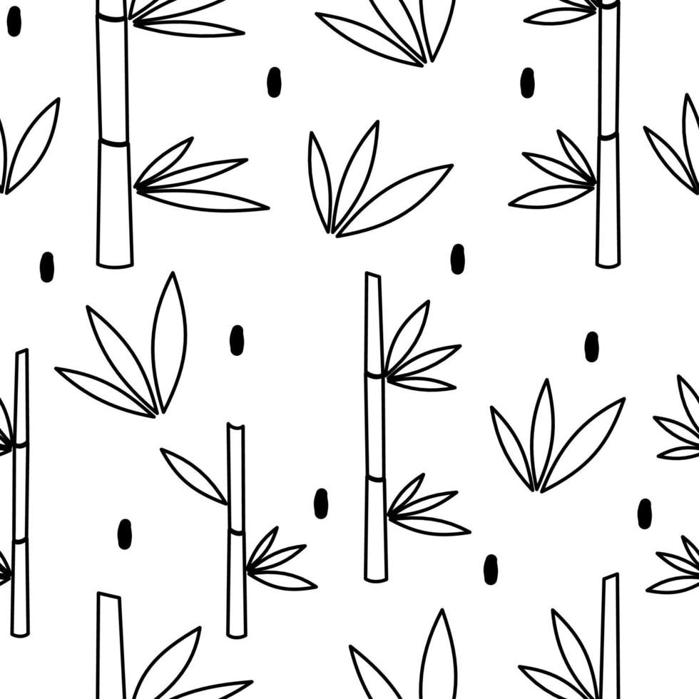 schattig minimaal zwart en wit modieus naadloos vector patroon achtergrond illustratie met schoonheid bamboe bladeren en Afdeling
