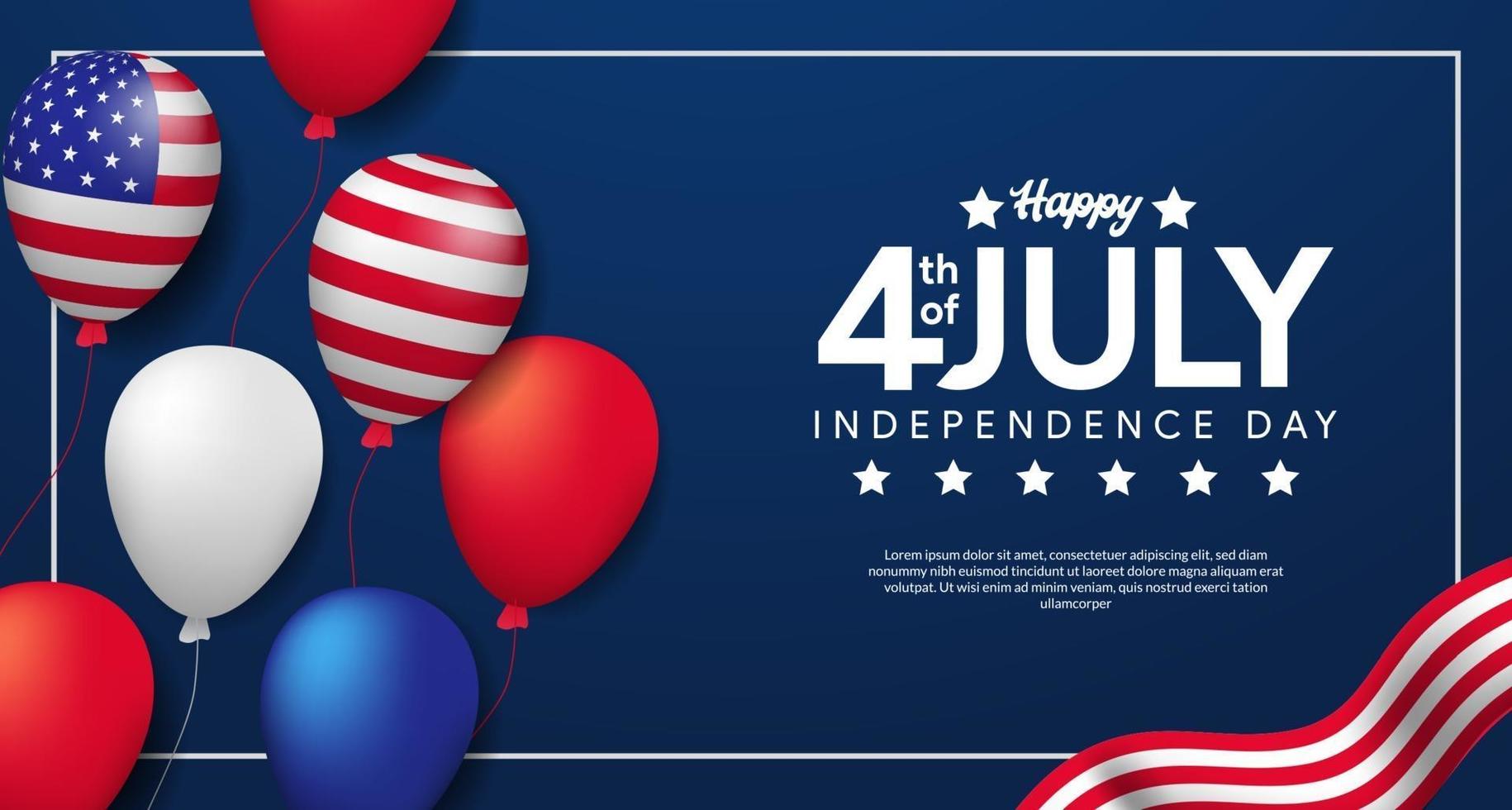 4 juli Amerikaanse onafhankelijkheidsdag met 3D-ballon partij poster sjabloon vector