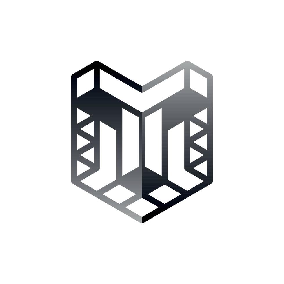 wolf hoofd blok meetkundig lijn modern logo vector
