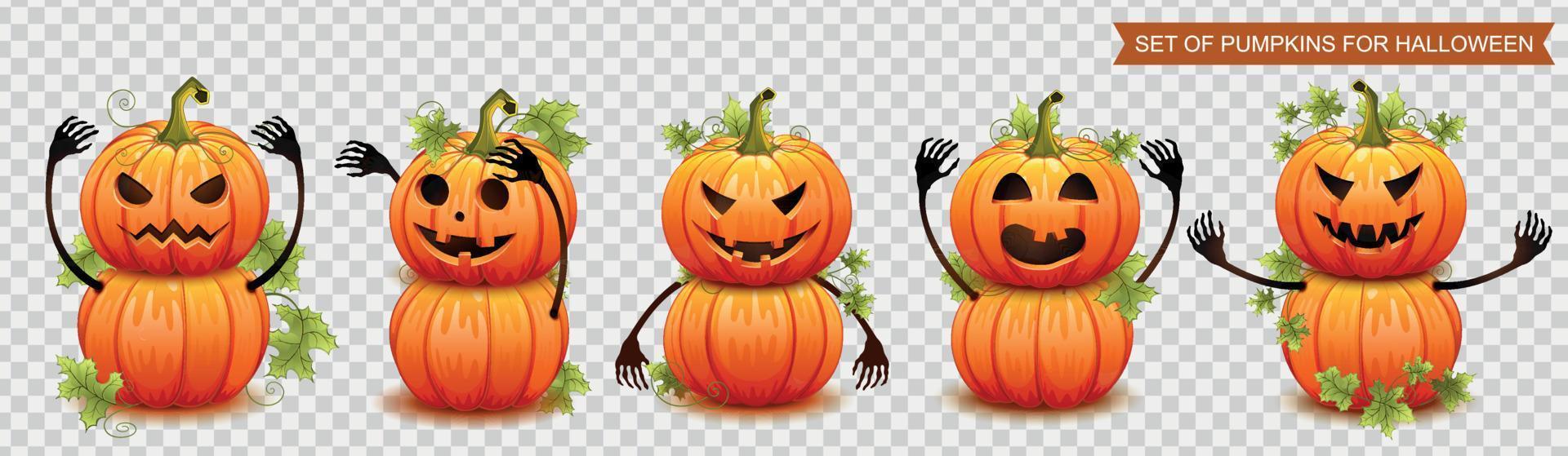 reeks van pompoenen voor halloween. vector illustratie