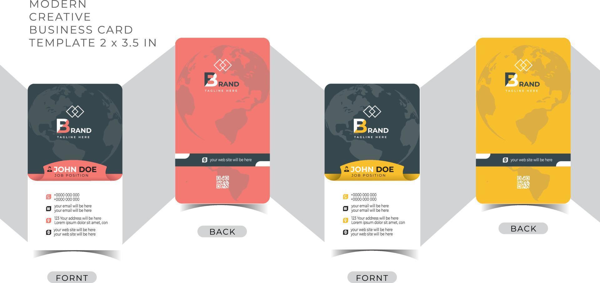 modern creatief verticaal bedrijf kaart sjabloon set. persoonlijk bedrijf kaart met bedrijf logo. zwart en geel kleuren. vector illustratie eps 10.