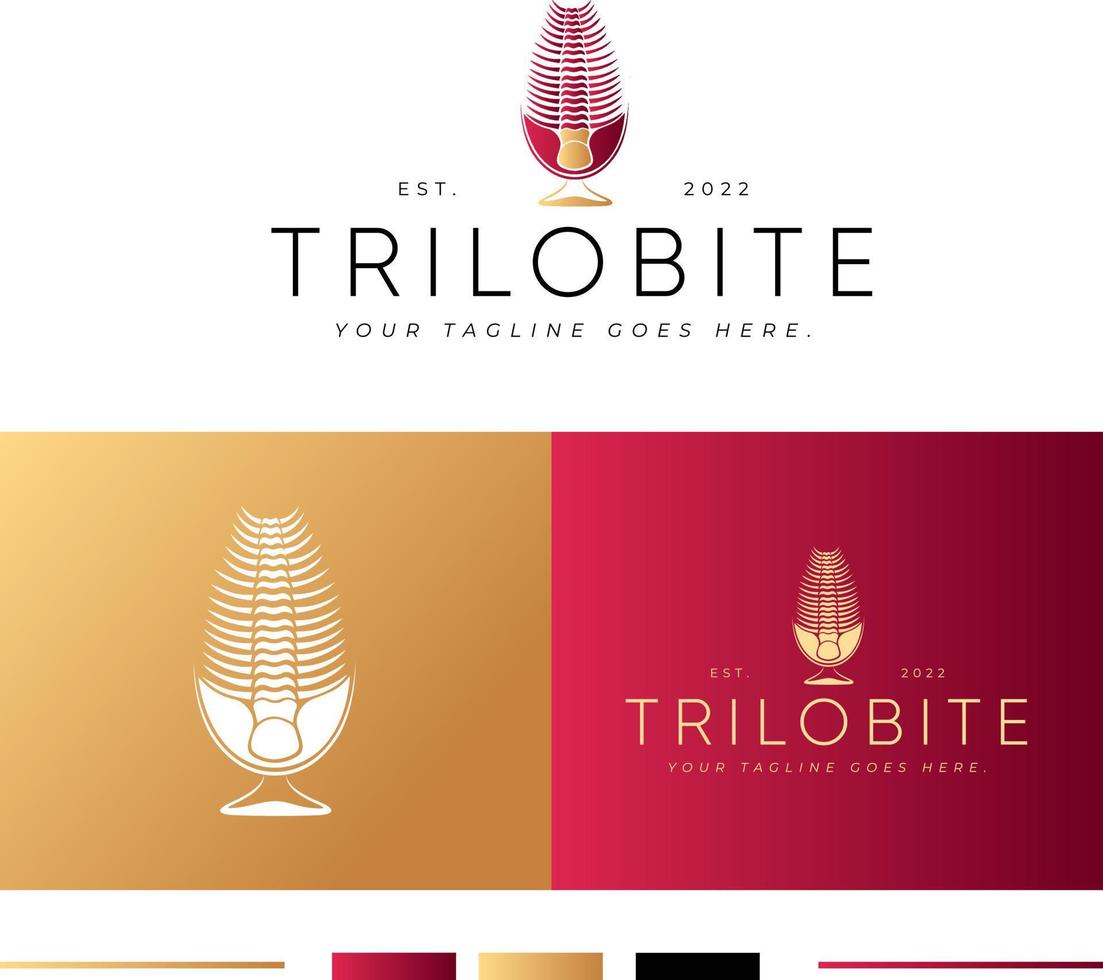 trilobiet logo, wijnmaker logo, logo voor wijnmaker, logo voor wijn winkel vector