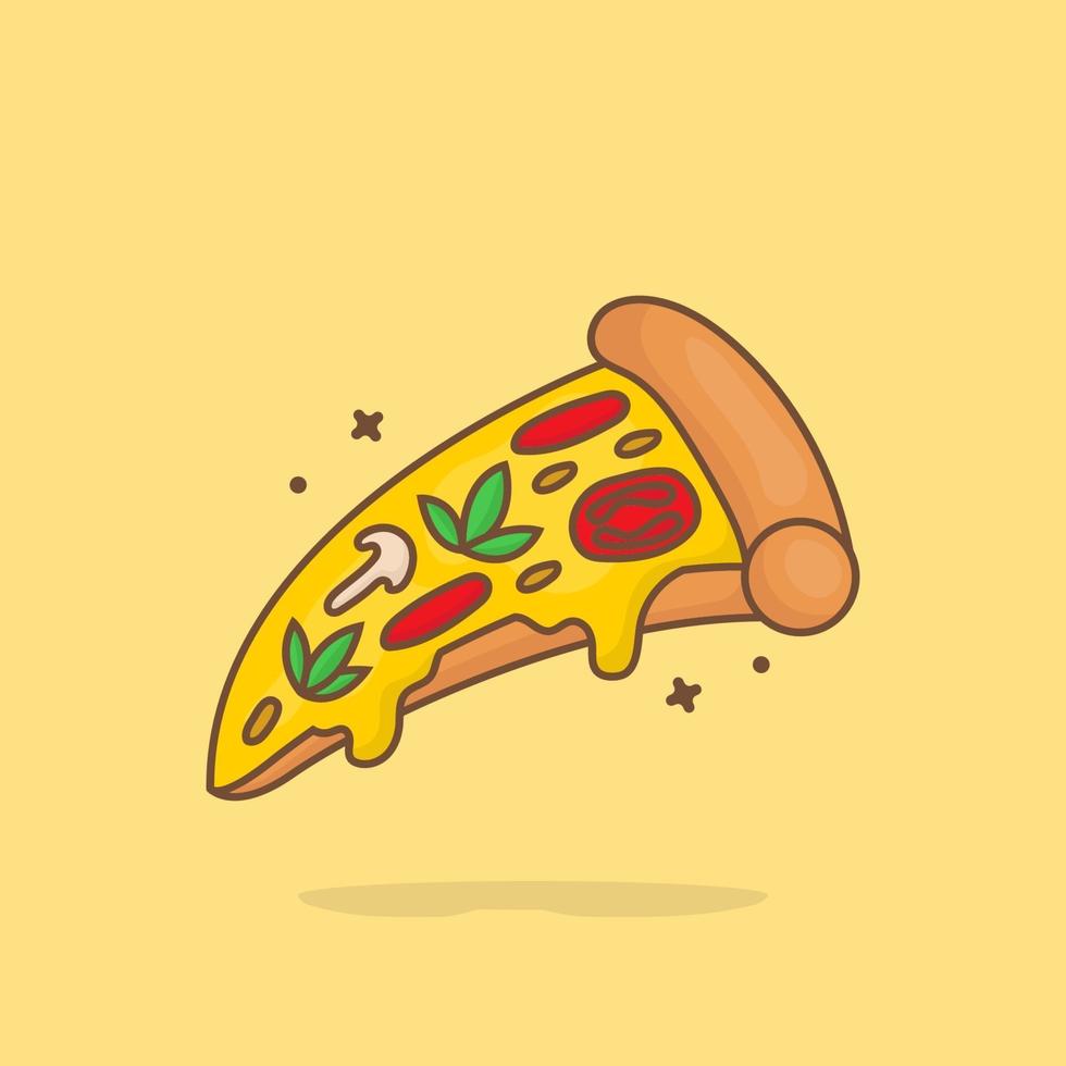 plak van pizza gesmolten cartoon vectorillustratie pictogram vector