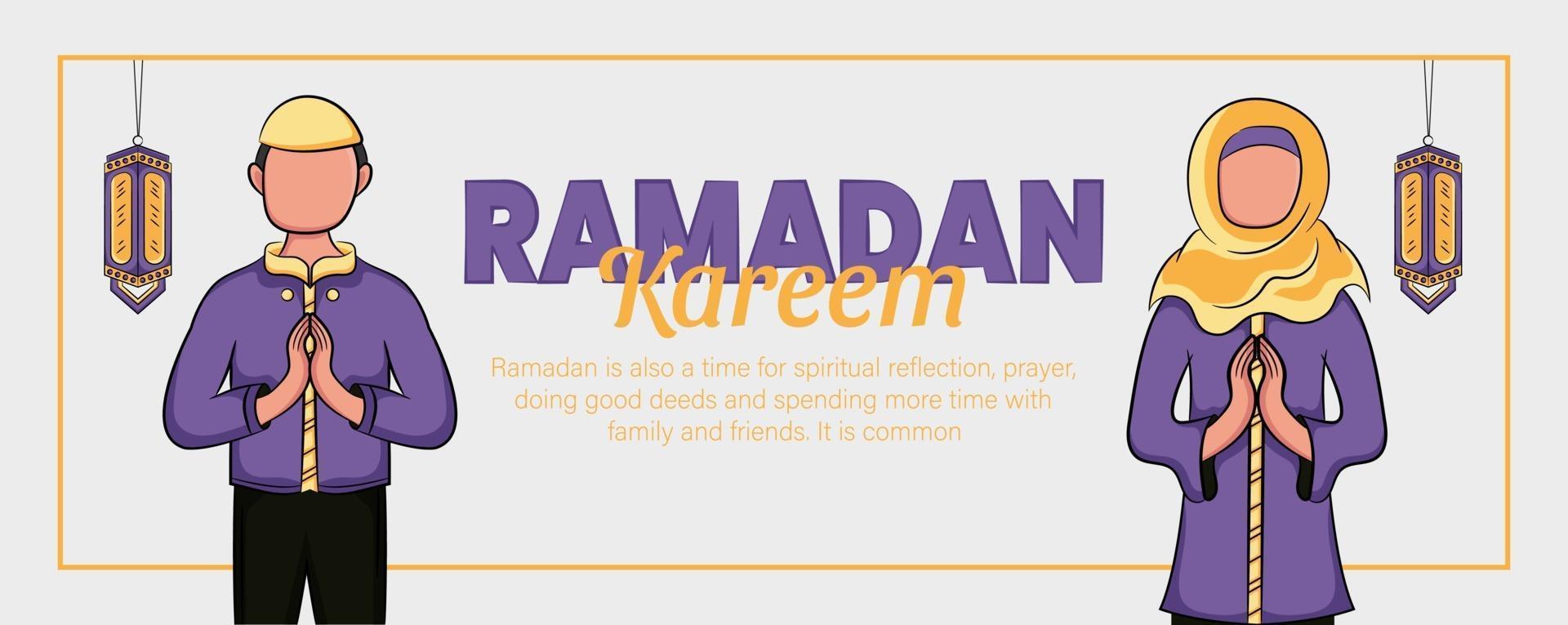 ramadan kareem banner met hand getrokken islamitische illustratie vector