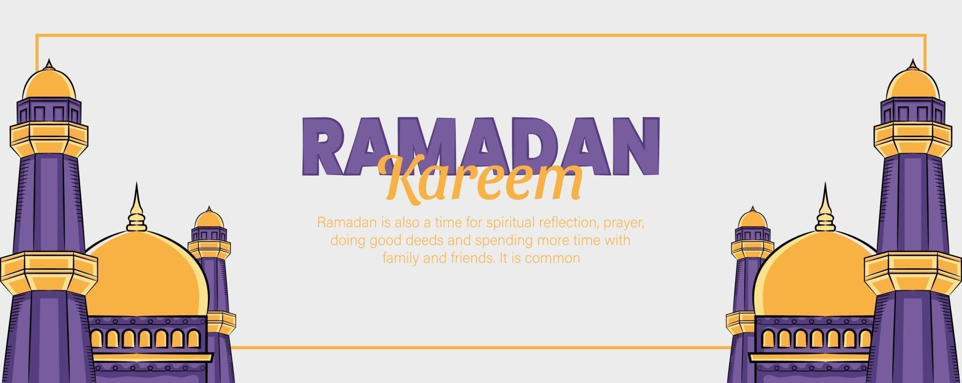 ramadan kareem banner met hand getrokken islamitische illustratie ornament vector