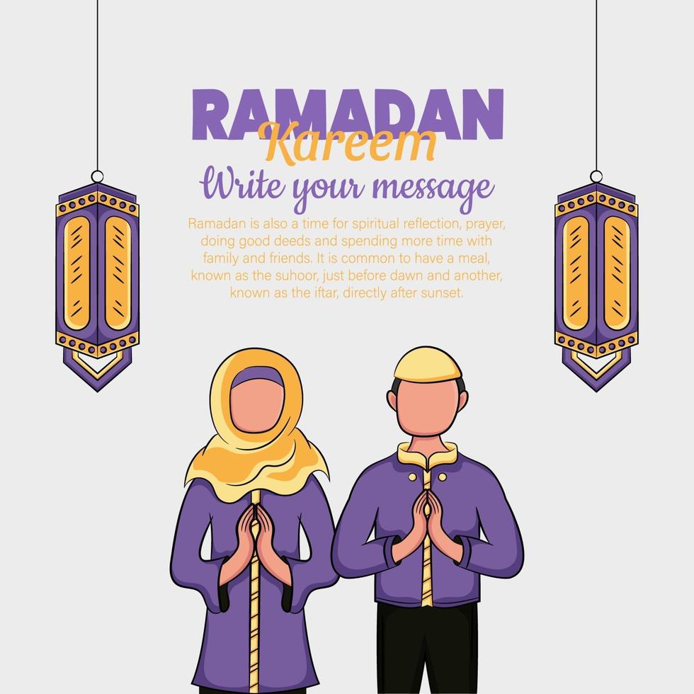 hand getrokken illustratie van ramadan kareem of eid al fitr dagen groet vector