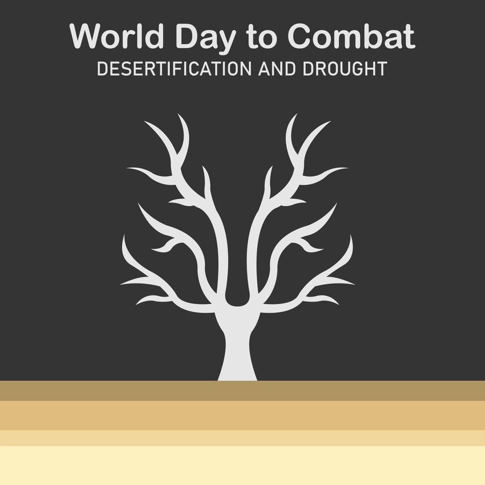 illustratie vector grafisch van een droog boom zonder bladeren Aan een dor land, perfect voor Internationale dag, wereld dag naar gevecht, woestijnvorming en droogte, vieren, groet kaart, enz.