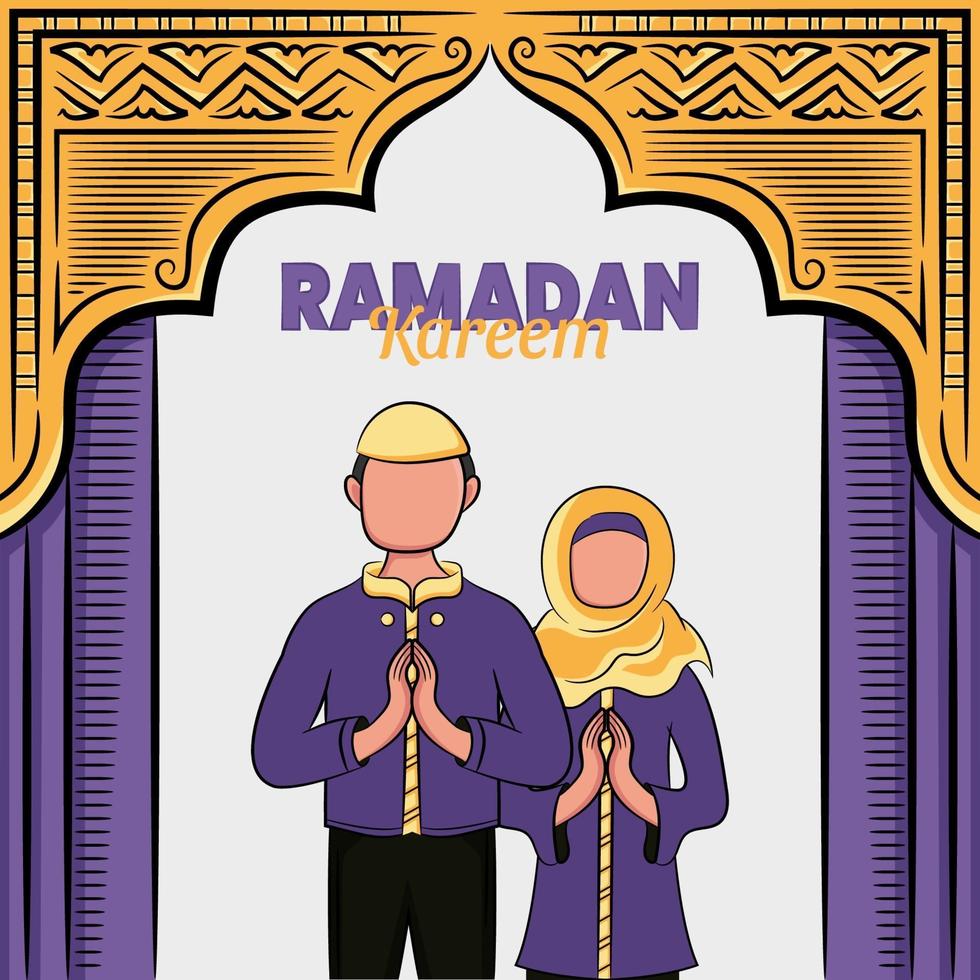 hand getrokken illustratie van ramadan kareem of eid al fitr dagen groet vector