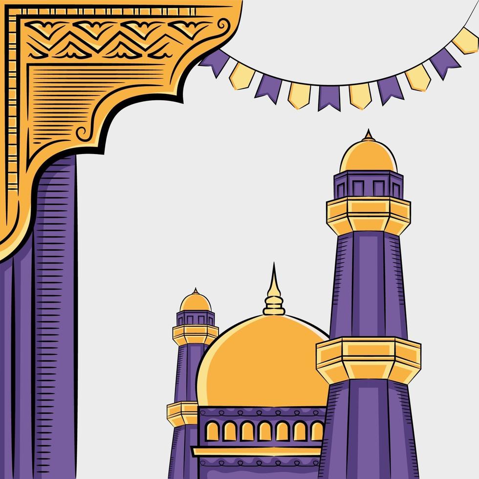 hand getrokken illustratie van ramadan kareem of eid al fitr dagen groet concept op witte achtergrond. vector
