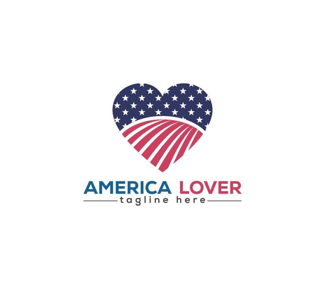 Amerika minnaar logo of icoon met vlag en hart teken vector illustratie.