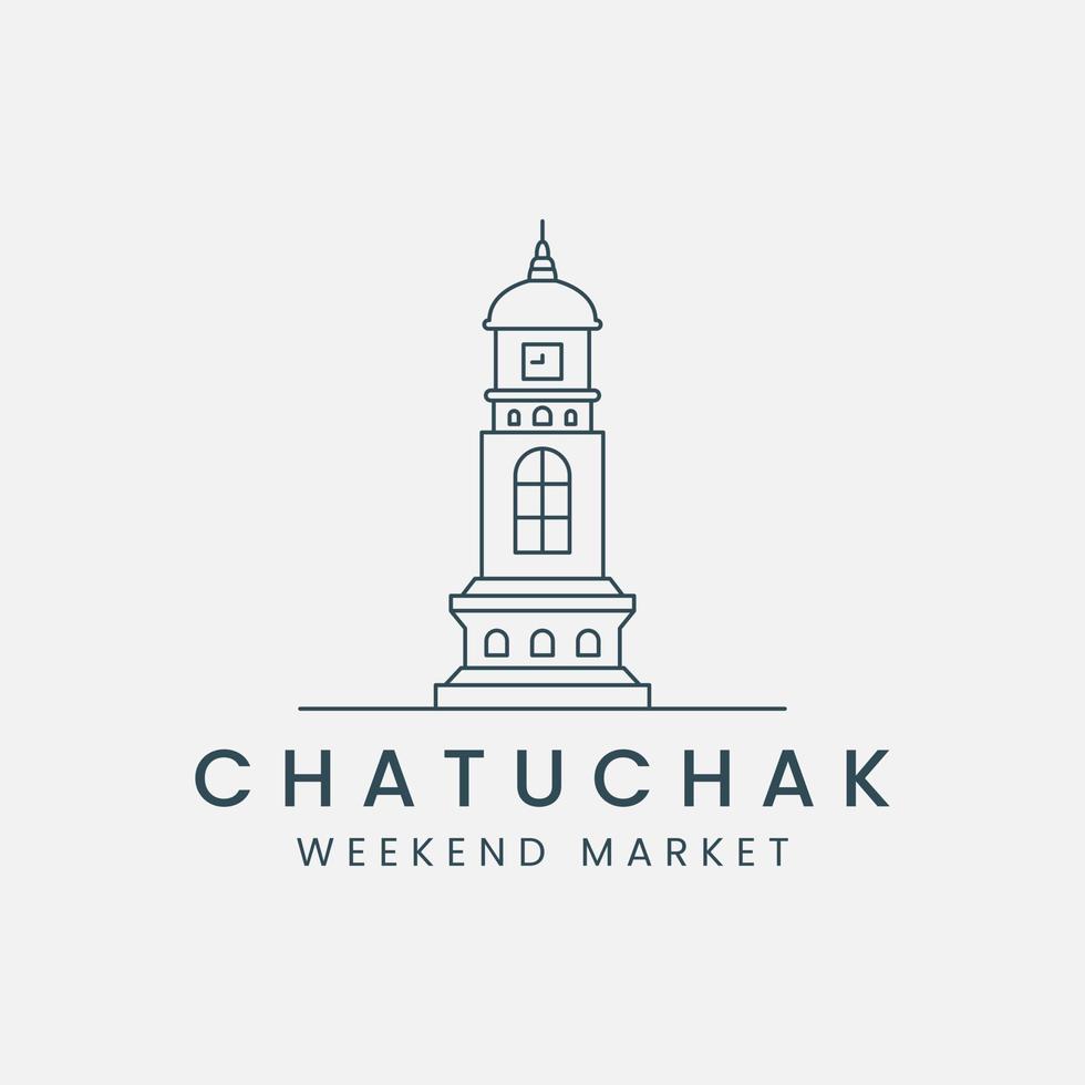 chatuchak lijn kunst logo vector sjabloon illustratie ontwerp. Thailand markt icoon gebouw ontwerp
