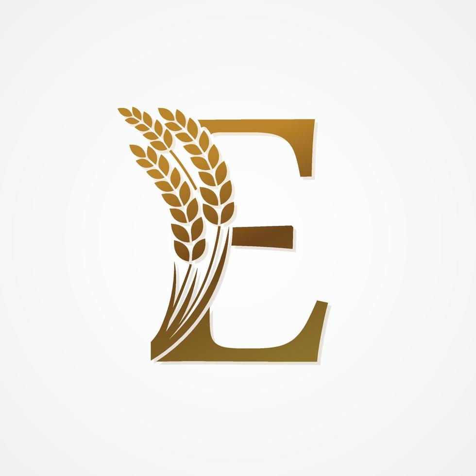 goud brief met rijst- voor logo ontwerp vector