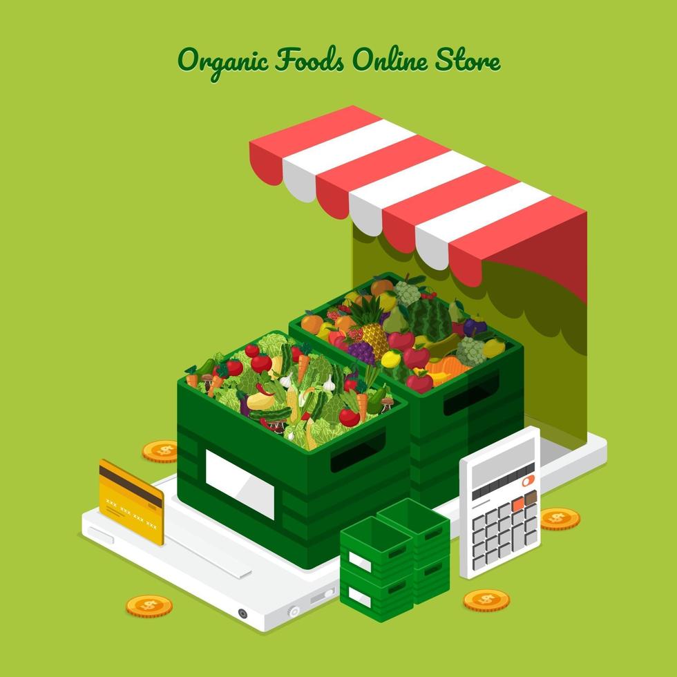 groenten en fruit online winkel vector