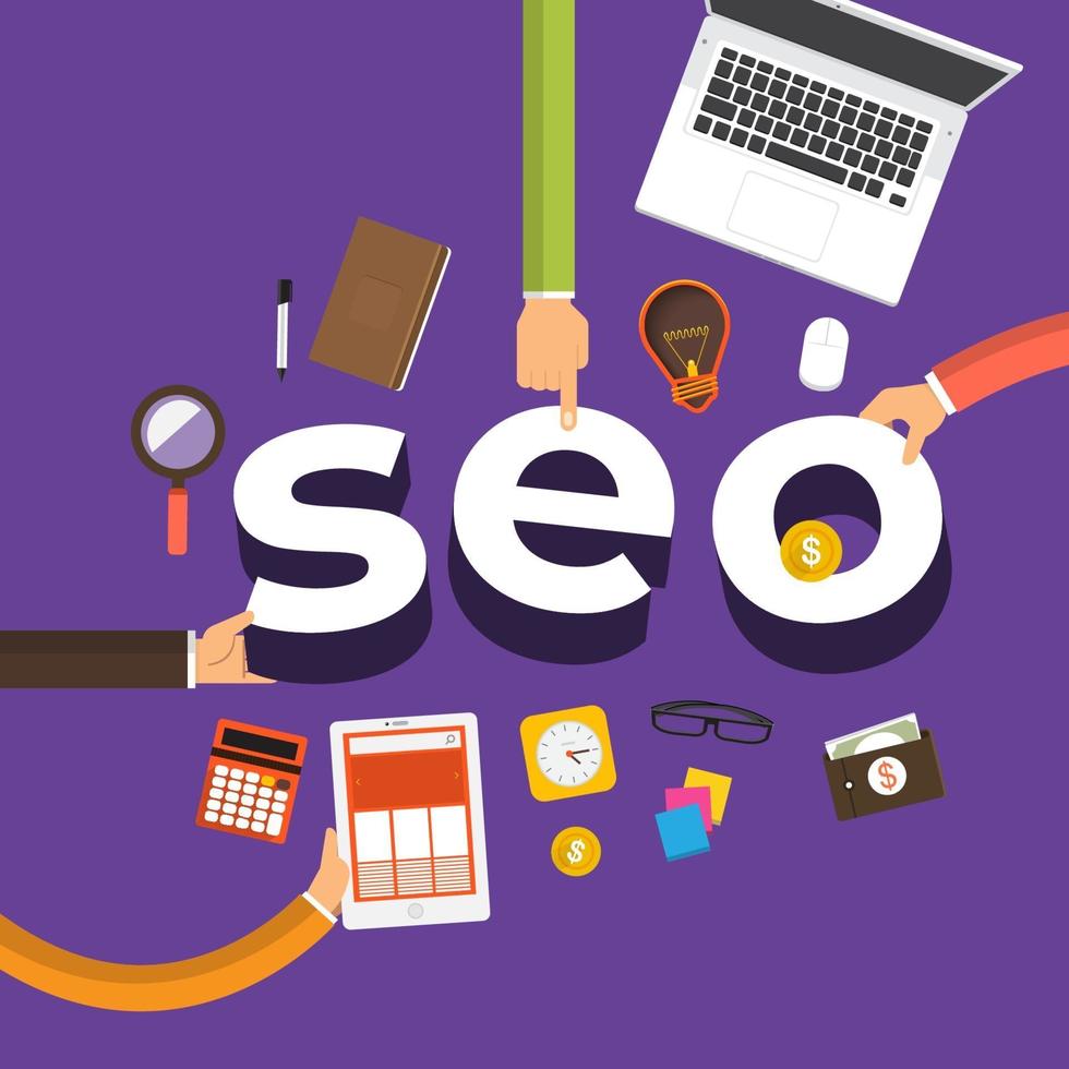 zakelijke handen bezig met seo vector