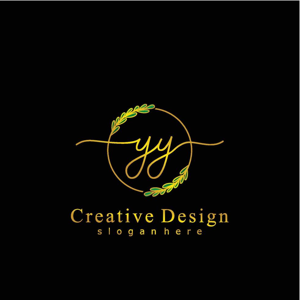 eerste yy schoonheid monogram en elegant logo ontwerp, handschrift logo van eerste handtekening, bruiloft, mode, bloemen en botanisch logo concept ontwerp vector