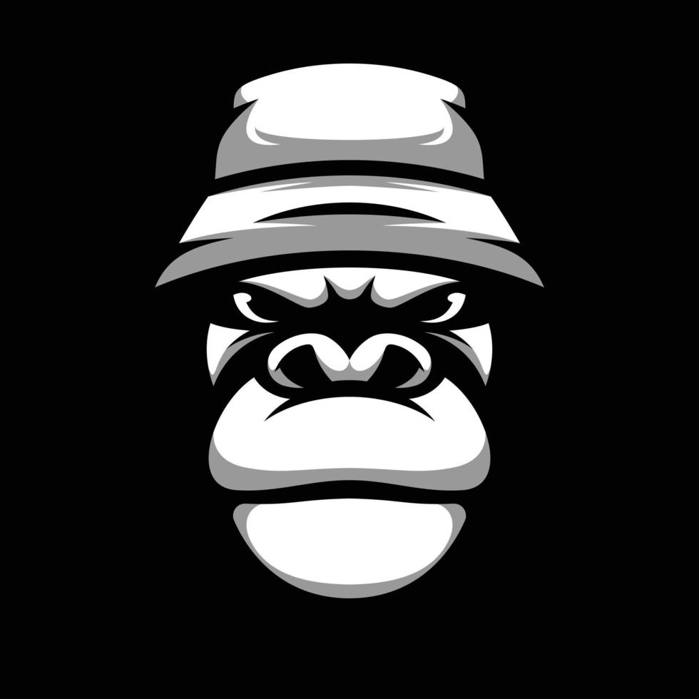 gorilla zwart en wit mascotte ontwerp vector