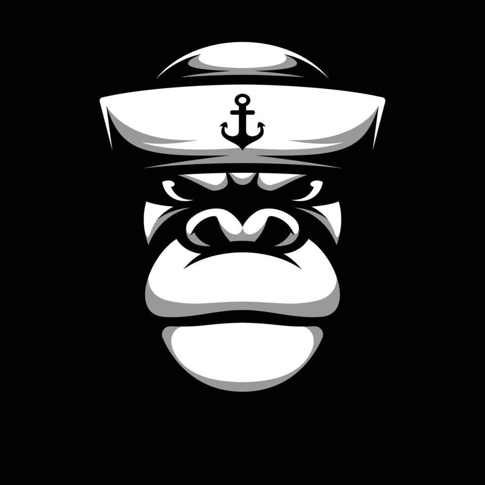 gorilla zwart en wit mascotte ontwerp vector