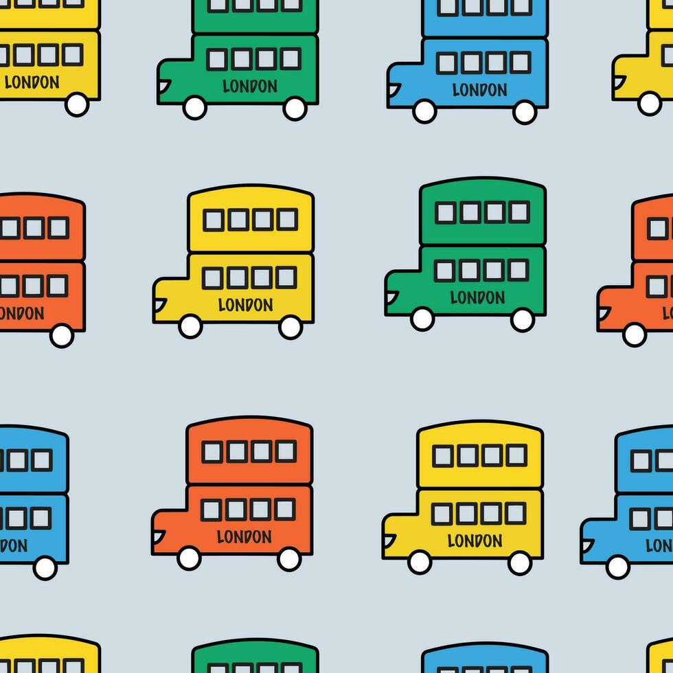 naadloos patroon met schattig Londen bus hand- tekenen. . perfect voor kinderen kleding, kleding stof, textiel, kinderkamer decoratie, omhulsel papier. vector illustratie ontwerp. baby naadloos patroon.