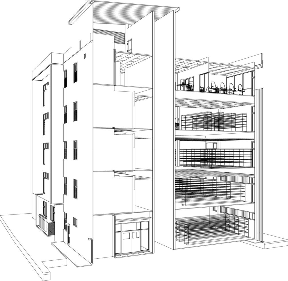 3d illustratie van gebouw project vector