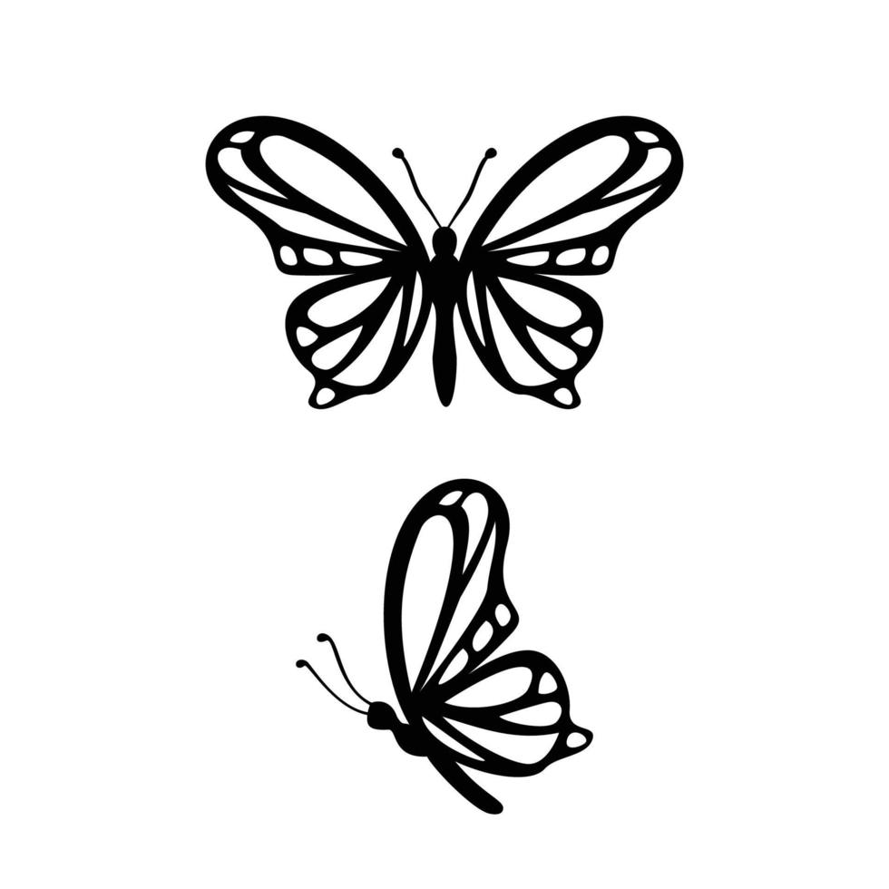vlinder silhouet ontwerp vector illustratie. insect teken en symbool gebruik voor bruiloft decoratie.