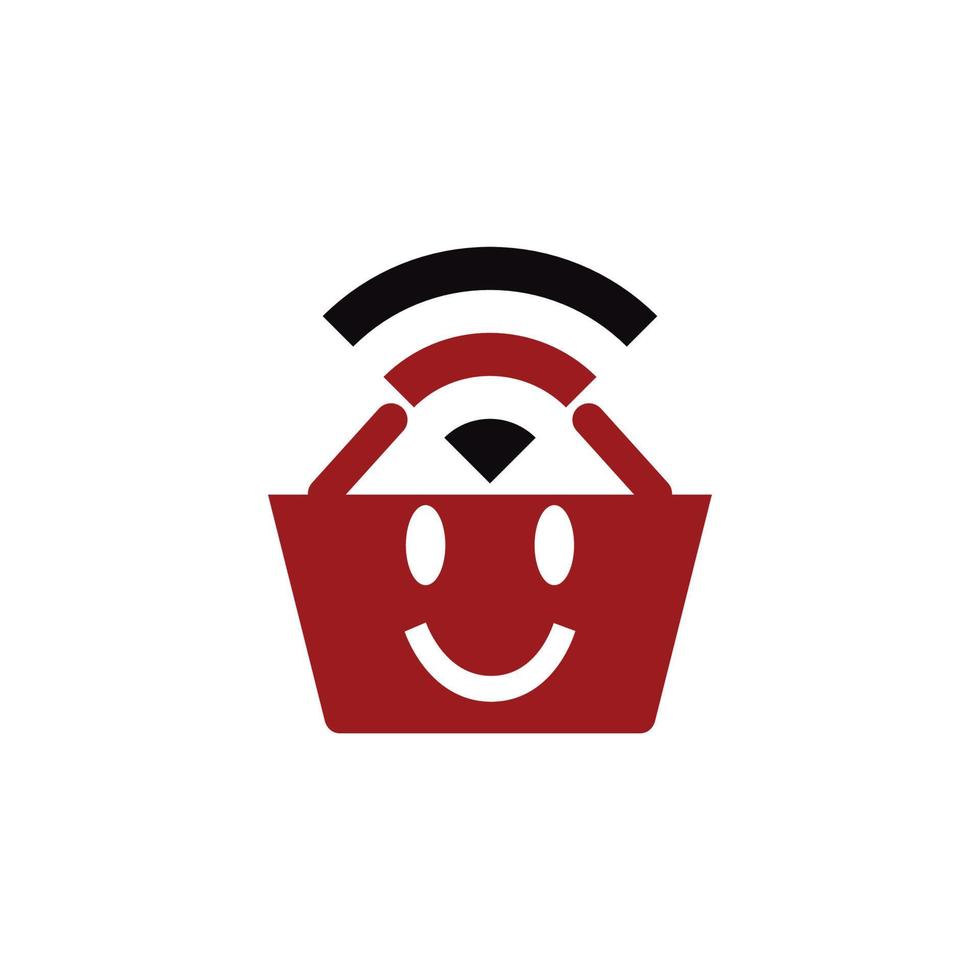 e handel mand met grappig emoticon Wifi logo en vector icoon