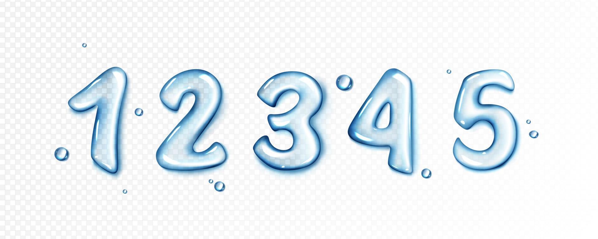 water lettertype, blauw bubbels in getallen vorm vector