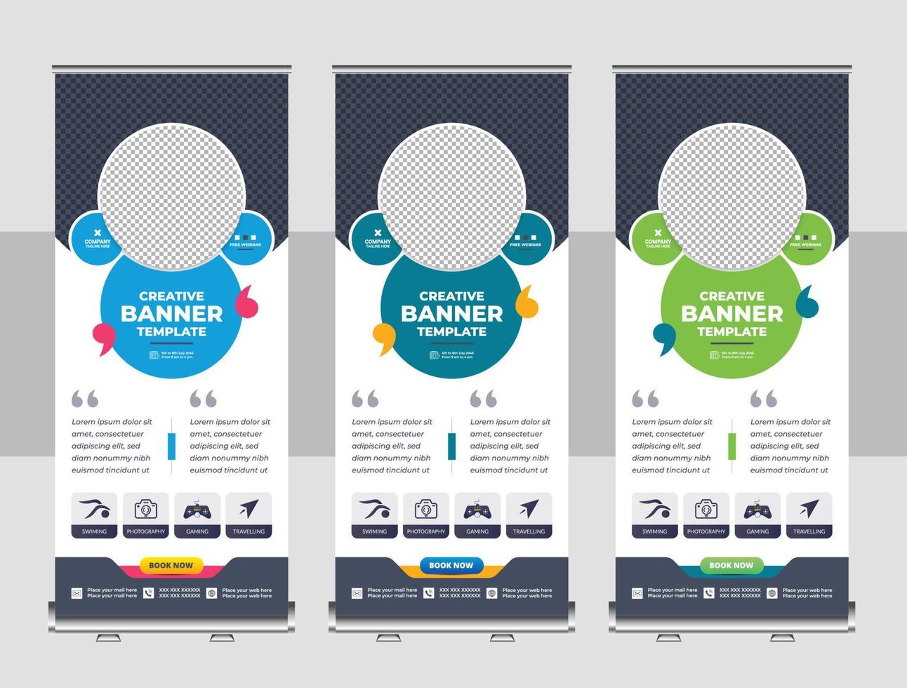 rollen omhoog banier ontwerp sjabloon, bedrijf banier indeling. verticaal, abstract achtergrond, Trekken omhoog ontwerp, modern x-banner, rechthoek maat, presentatie, poster, advertentie vector