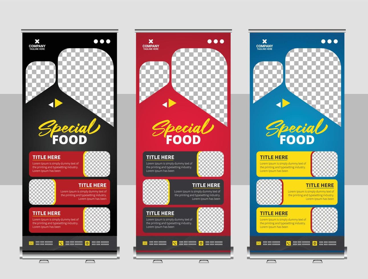 eten en restaurant roll-up banner ontwerpsjabloon vector