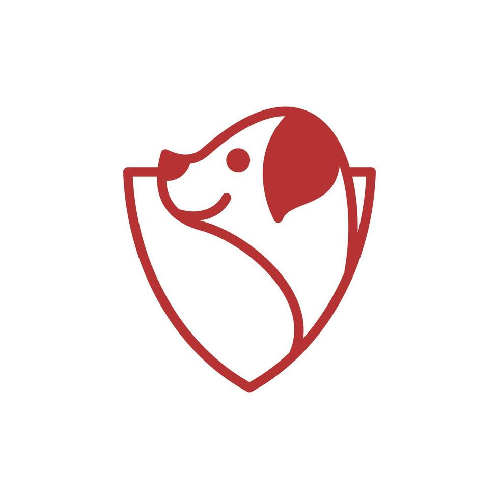 dier hond puppy met schild lijn gemakkelijk logo vector