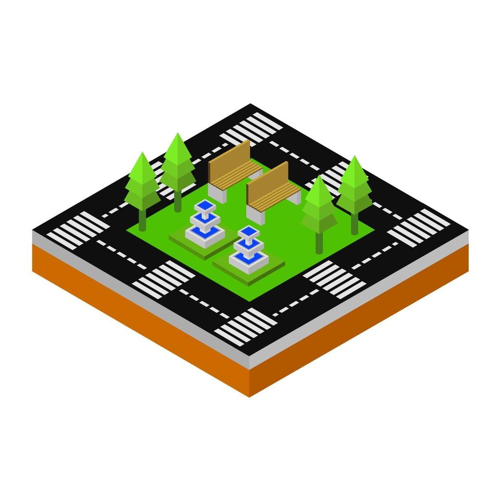 isometrisch park op witte achtergrond vector