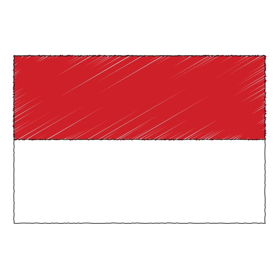 hand- getrokken schetsen vlag van Monaco. tekening stijl icoon vector