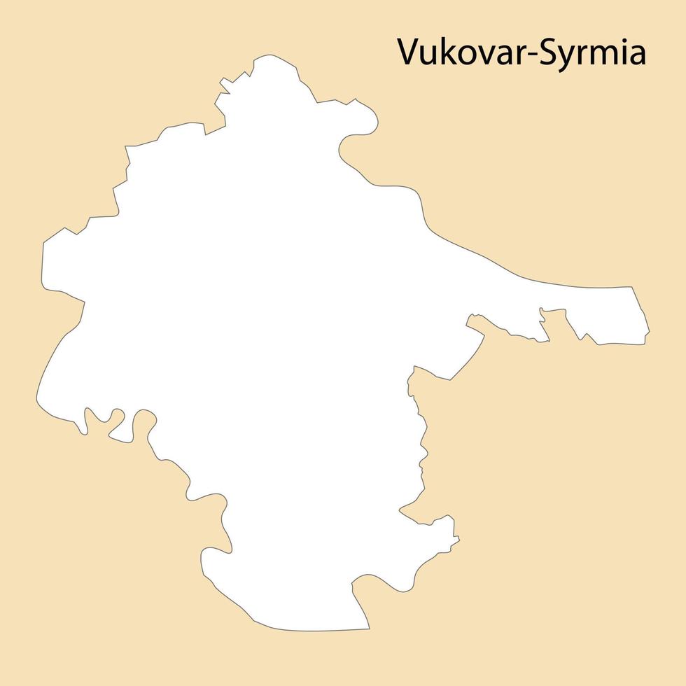 hoog kwaliteit kaart van vukovar-syrmia is een regio van Kroatië vector