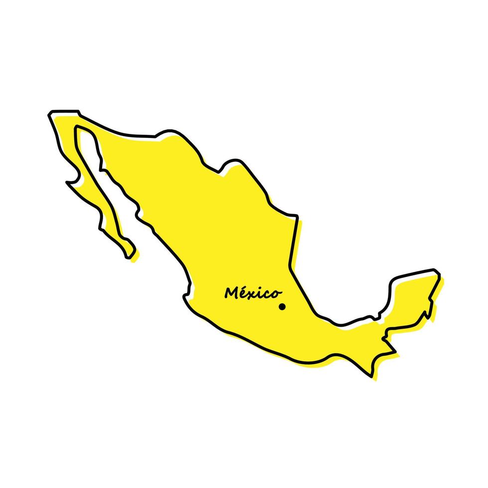 gemakkelijk schets kaart van Mexico met hoofdstad plaats vector