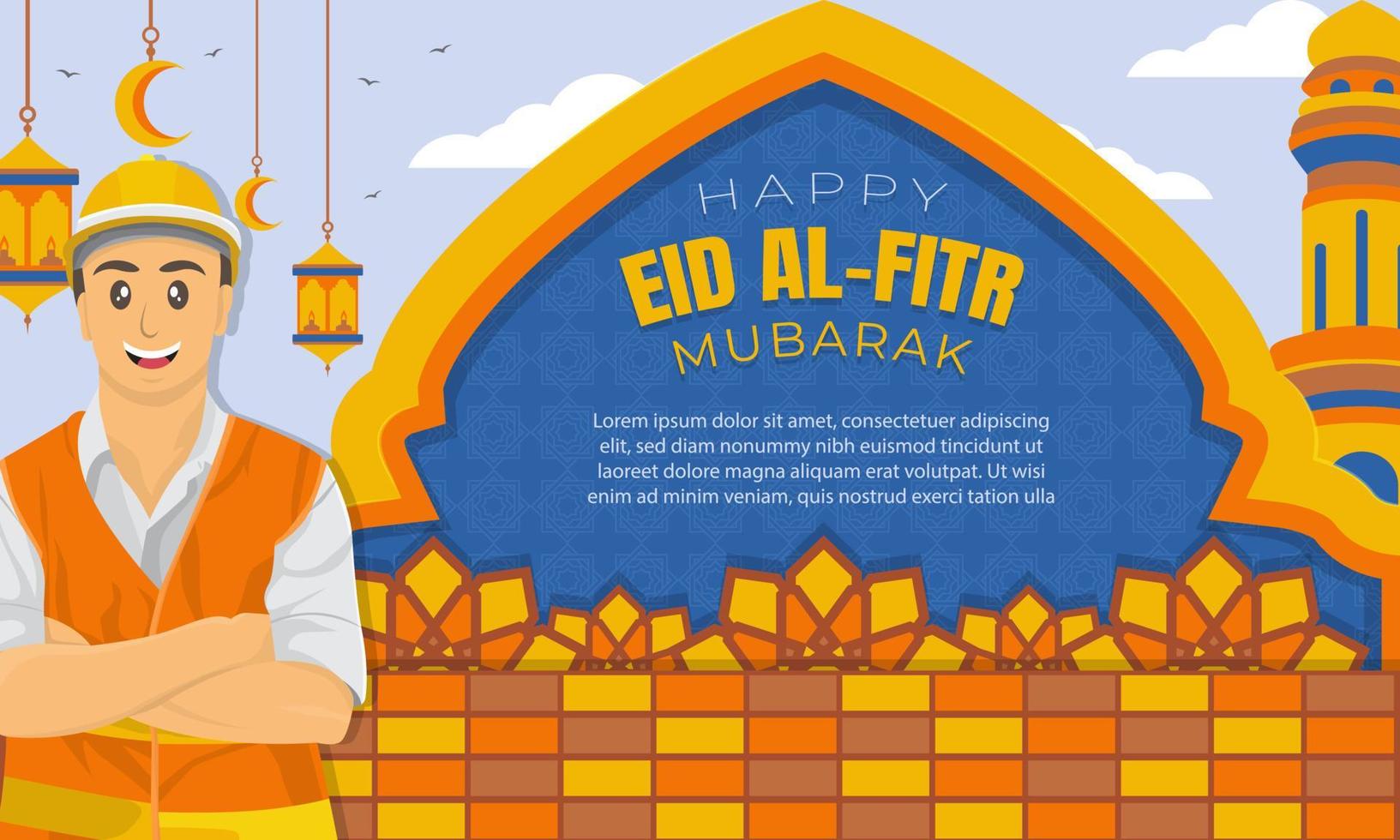 eid mubarak groet achtergrond voor industrieel bedrijf vector