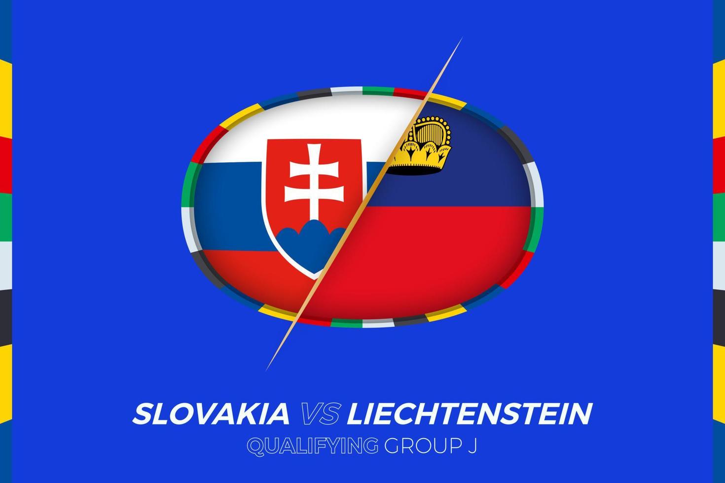 Slowakije vs Liechtenstein icoon voor Europese Amerikaans voetbal toernooi kwalificatie, groep j. vector