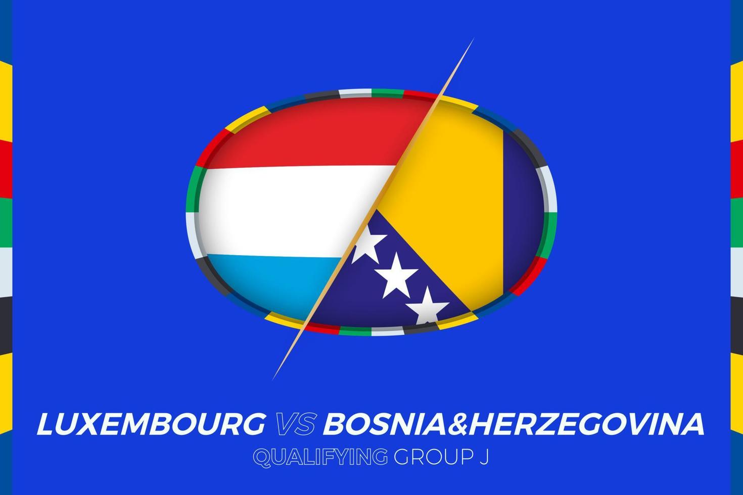 Luxemburg vs Bosnië en herzegovina icoon voor Europese Amerikaans voetbal toernooi kwalificatie, groep j. vector